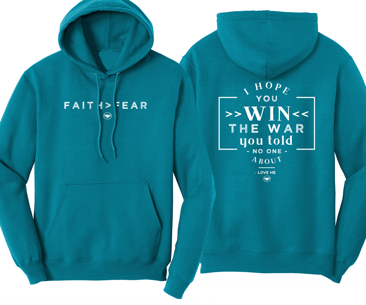 Win The War Teal Hoodie