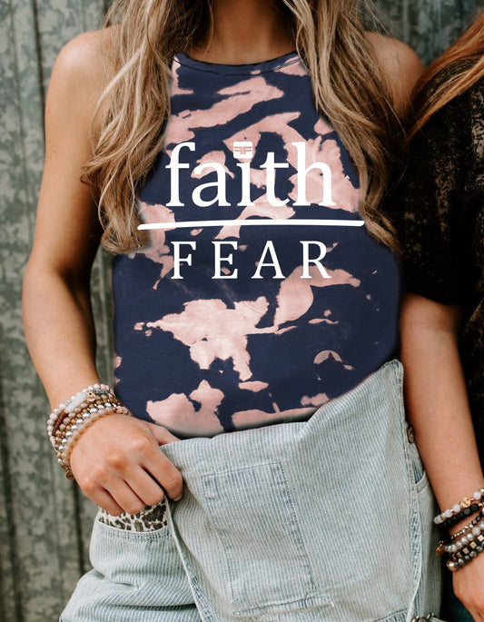 Faith Over Fear Bomba Navy Tank