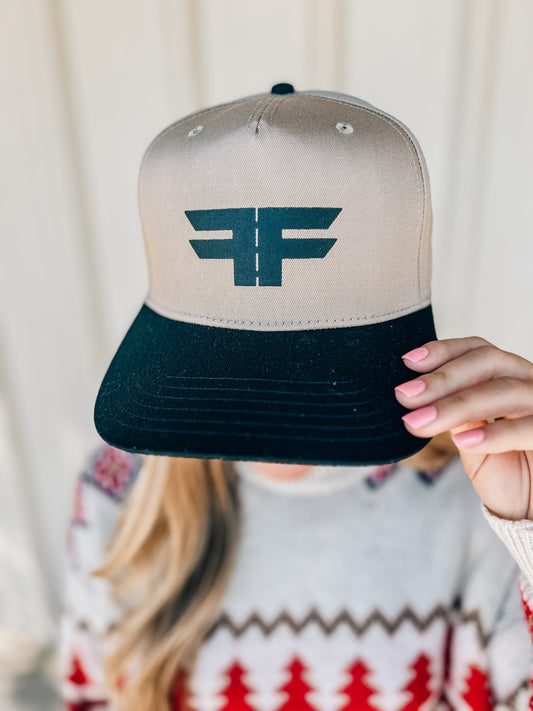 FF Emblem Tan/Black Canvas Trucker Hat