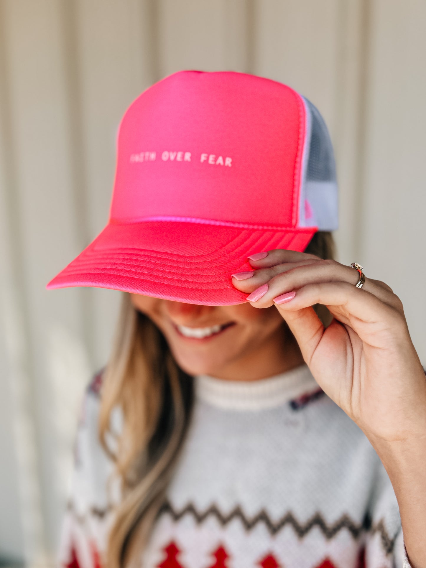 FF Text Neon Pink/White Trucker Hat