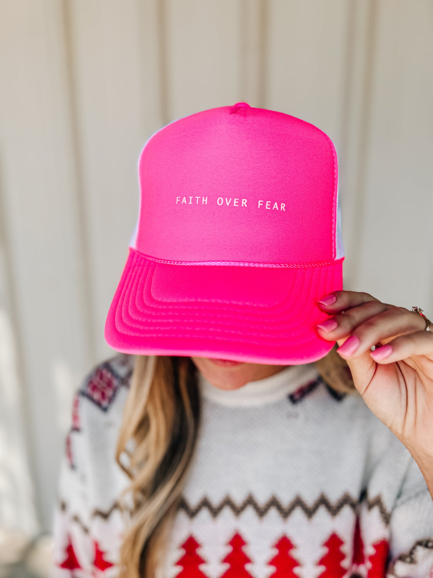 FF Text Neon Pink/White Trucker Hat