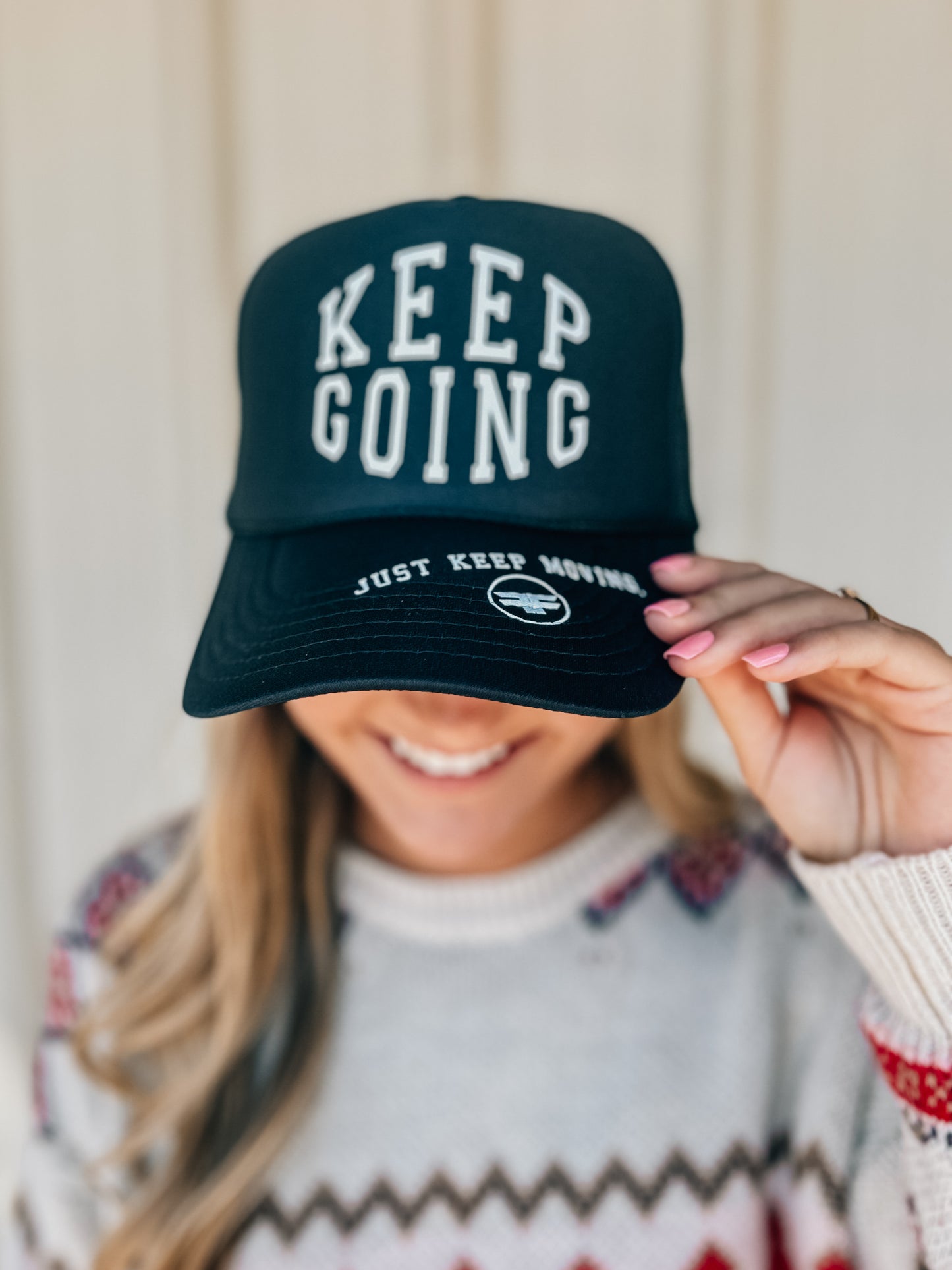 Keep Going Black Trucker Hat