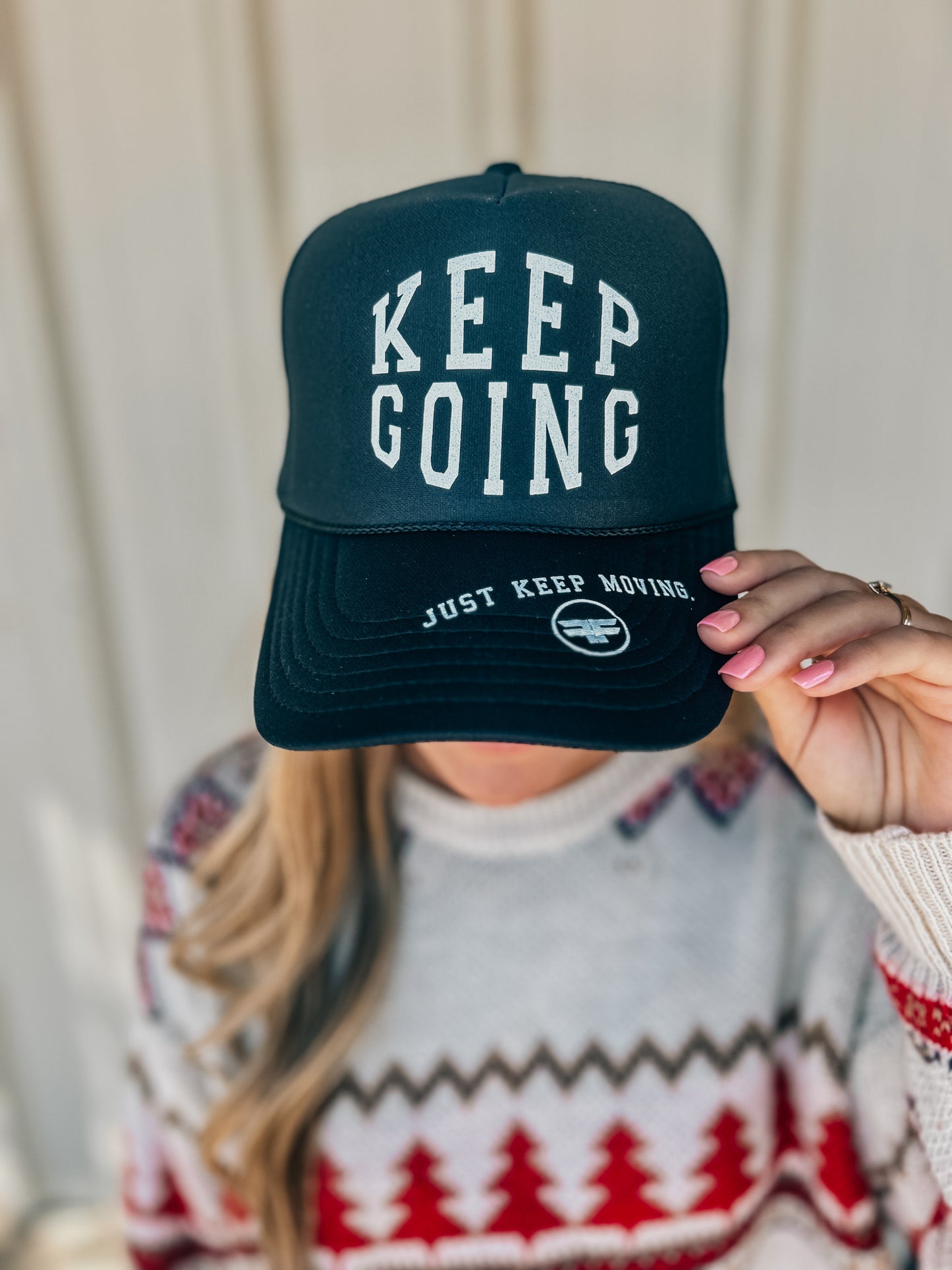 Keep Going Black Trucker Hat