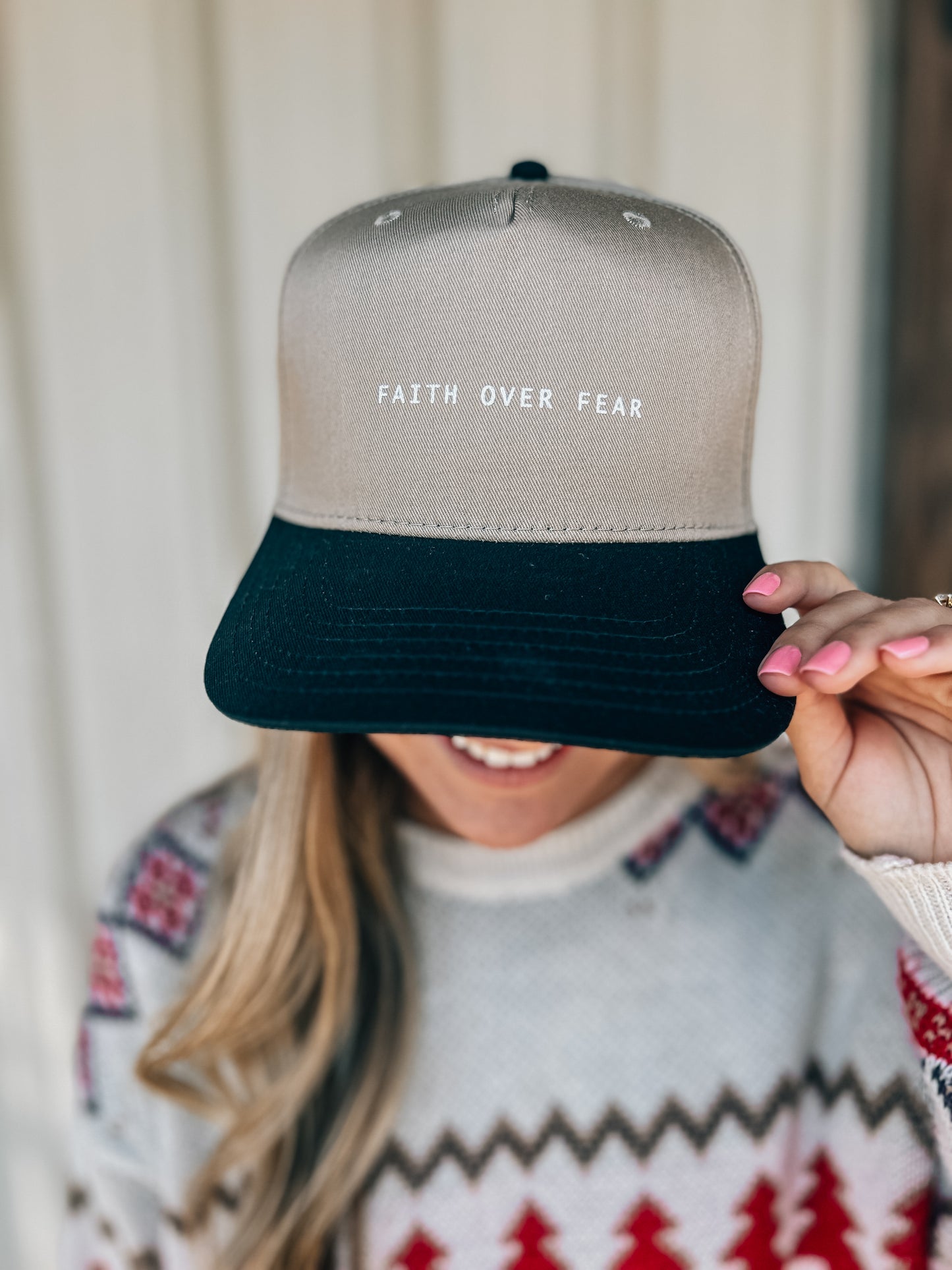 FF Text Tan/Black Canvas Trucker Hat