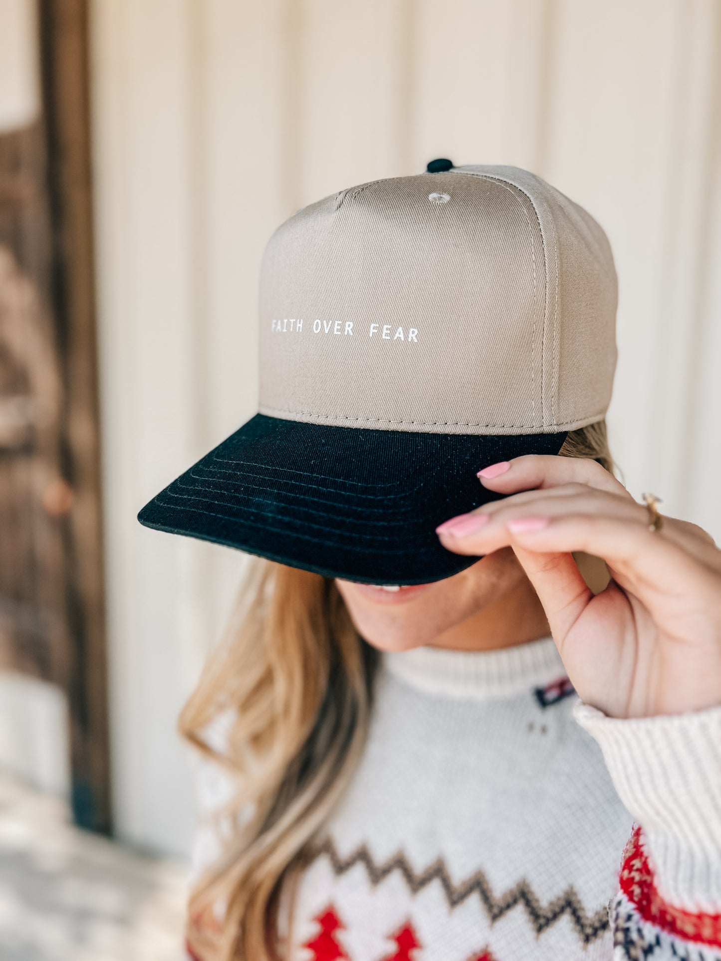 FF Text Tan/Black Canvas Trucker Hat