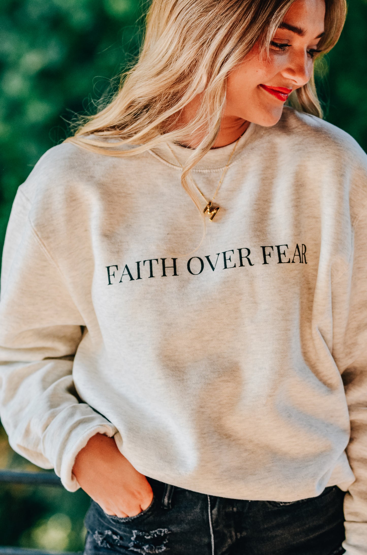 Faith Over Fear Oatmeal Crew Sweatshirt